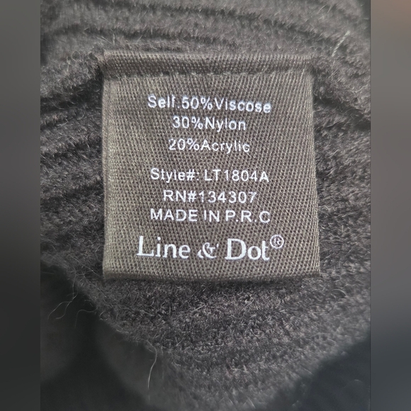 Line & Dot Black Mock Neck Sz Xsmall  Puff Sleeve Viscose Blend Sweater Blosue - Picture 6 of 11